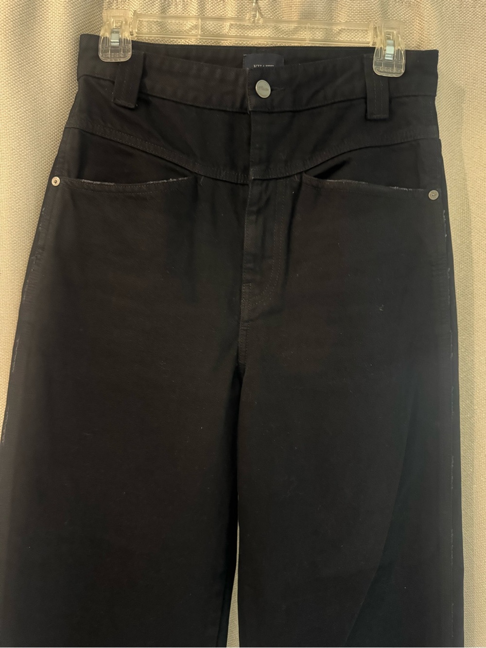 KHAITE Preen Black High Rise Barrel Wide Leg Jeans 25 100% Cotton Cropped - Picture 3 of 6